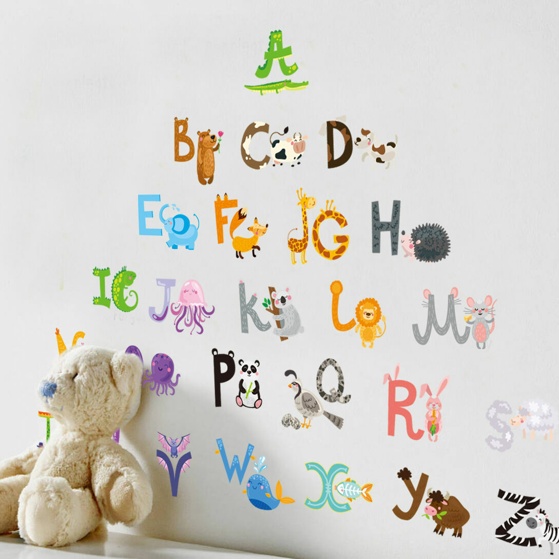 Animal Alphabets Removable Wall Stickers Kids Nursery Decor Vinyl Decal Mural