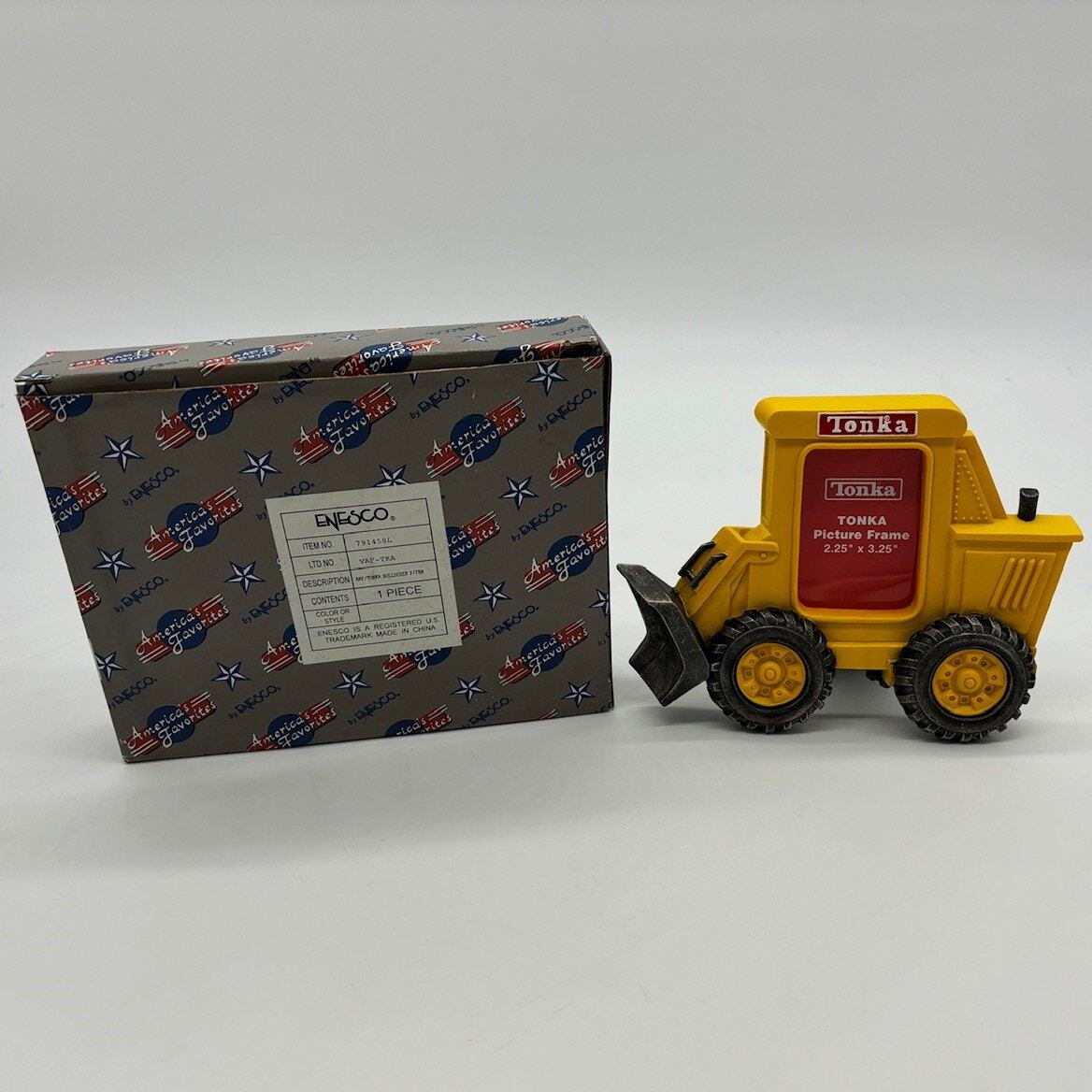 Vtg Tonka Bulldozer Picture Frame 2.25"x3.25" Kids Desk Stand Y2K Photo Display