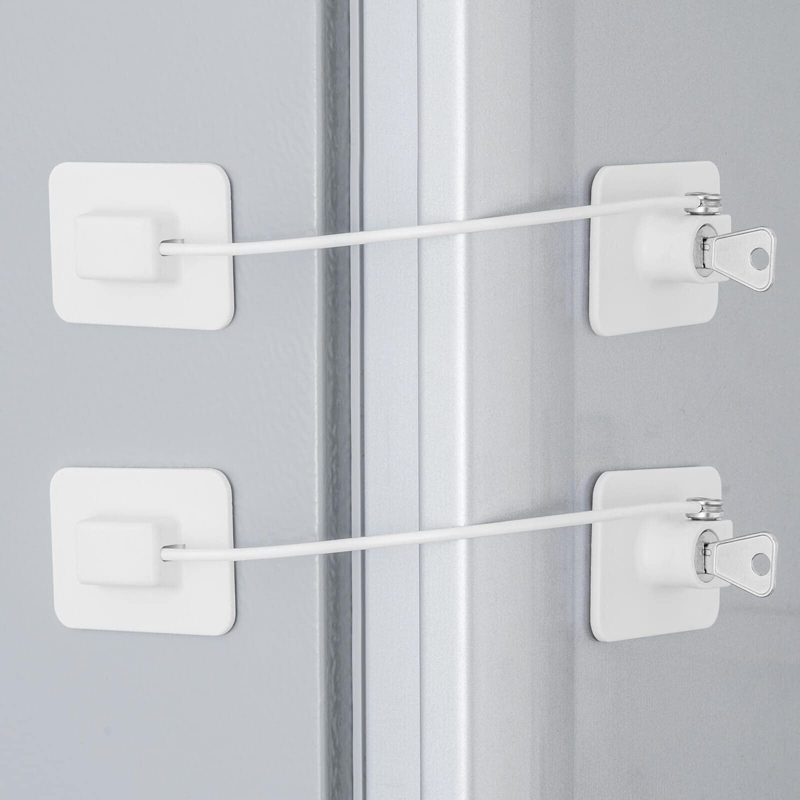 2 Pack Fridge Lock Freezer Lock with 4 Key for Child Safety Refrigerator Locks W