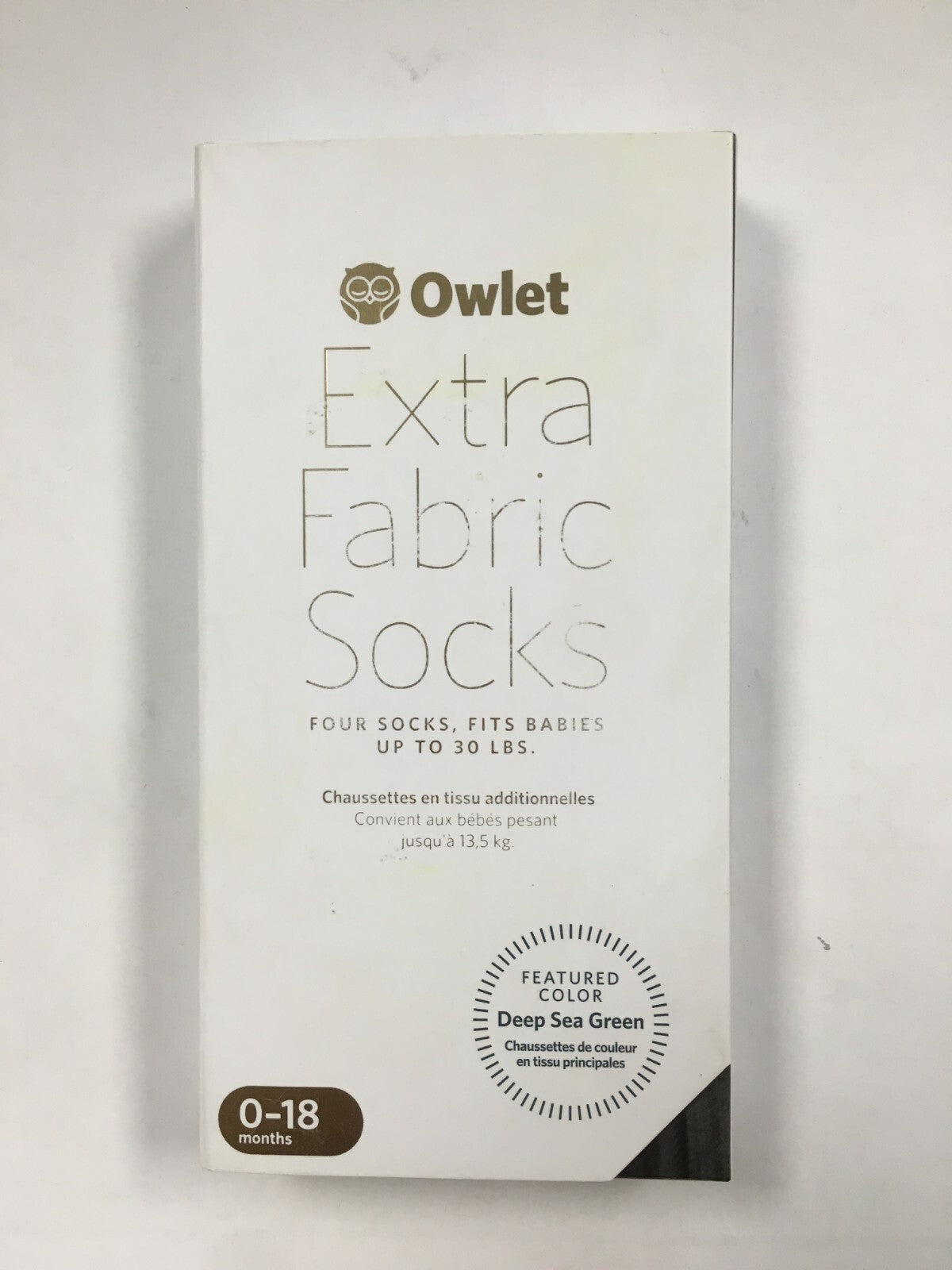 Owlet Extra Fabric Sock Deep Sea Green Four Socks, Fits Babies Up To 30lbs - New