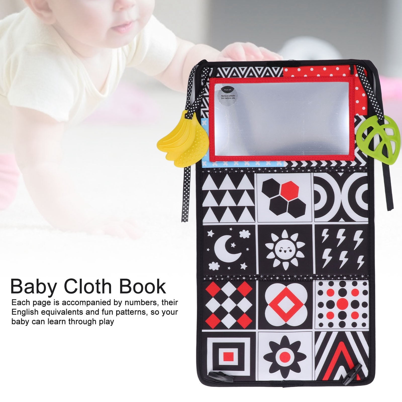 Baby Cloth Book Foldable Funny Early Educational High Contrast Infant Cloth LLI