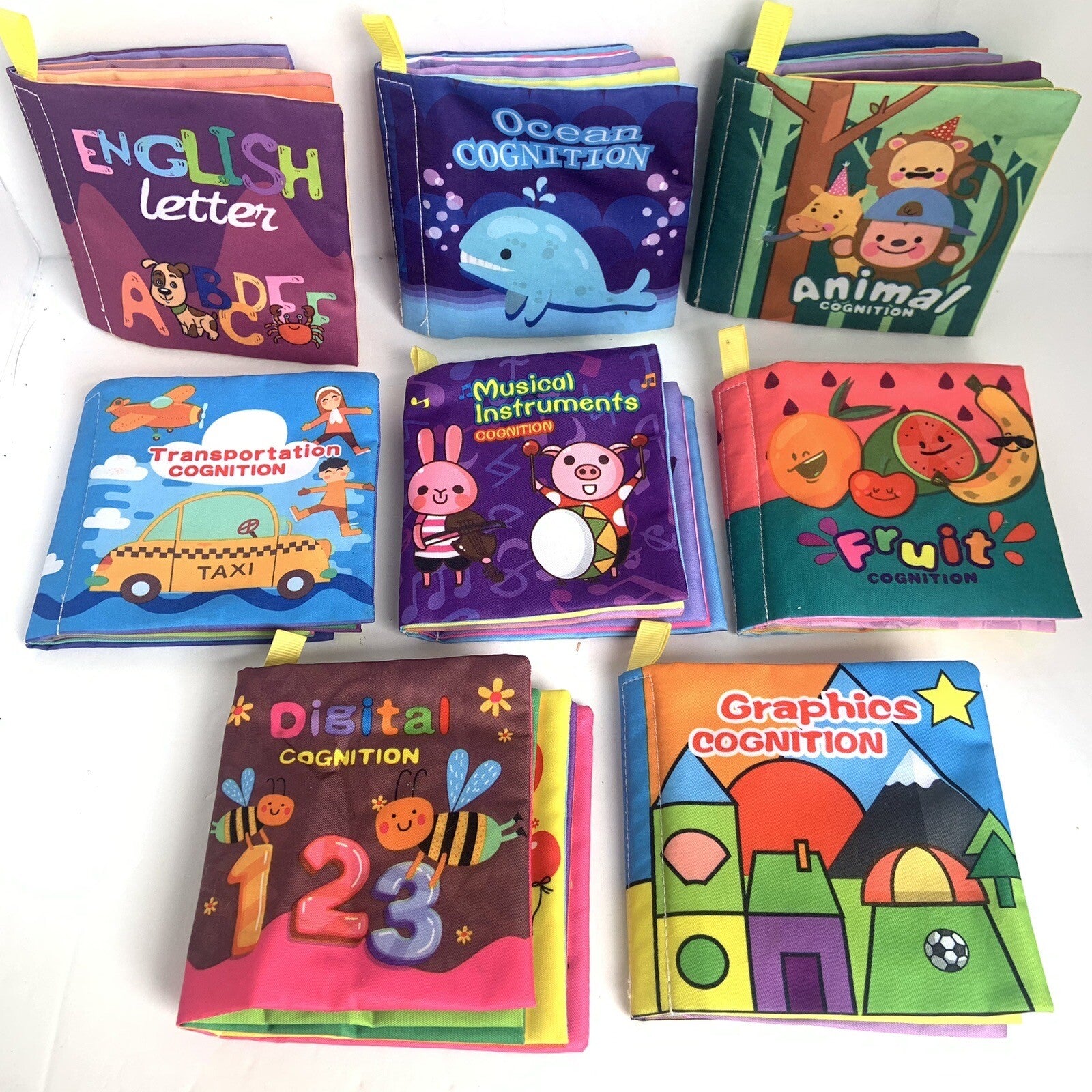 Baby 8 Pack Nontoxic Fabric Soft Baby Cloth Books Early Education Toy