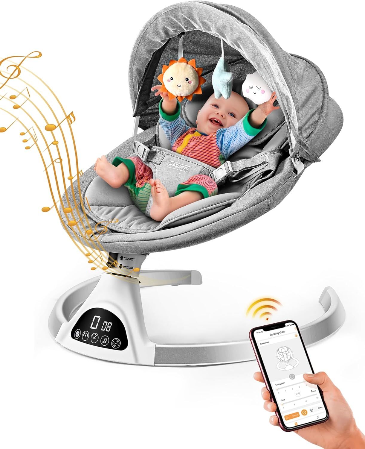 Bluetooth Electric Baby Swing Portable Infant Seat 5 Speeds Lullabies