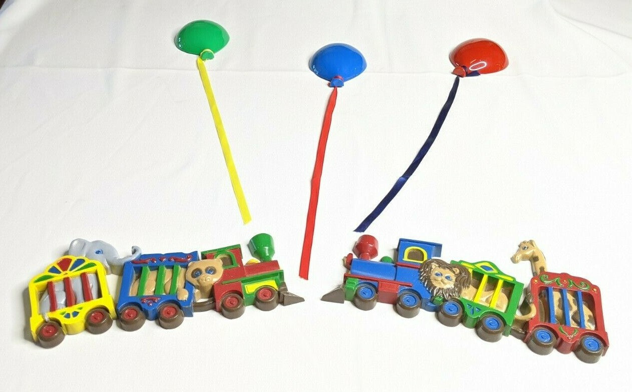 Nursery Wall Decor Train Balloons Colorful Plastic USA Made BRIGHT