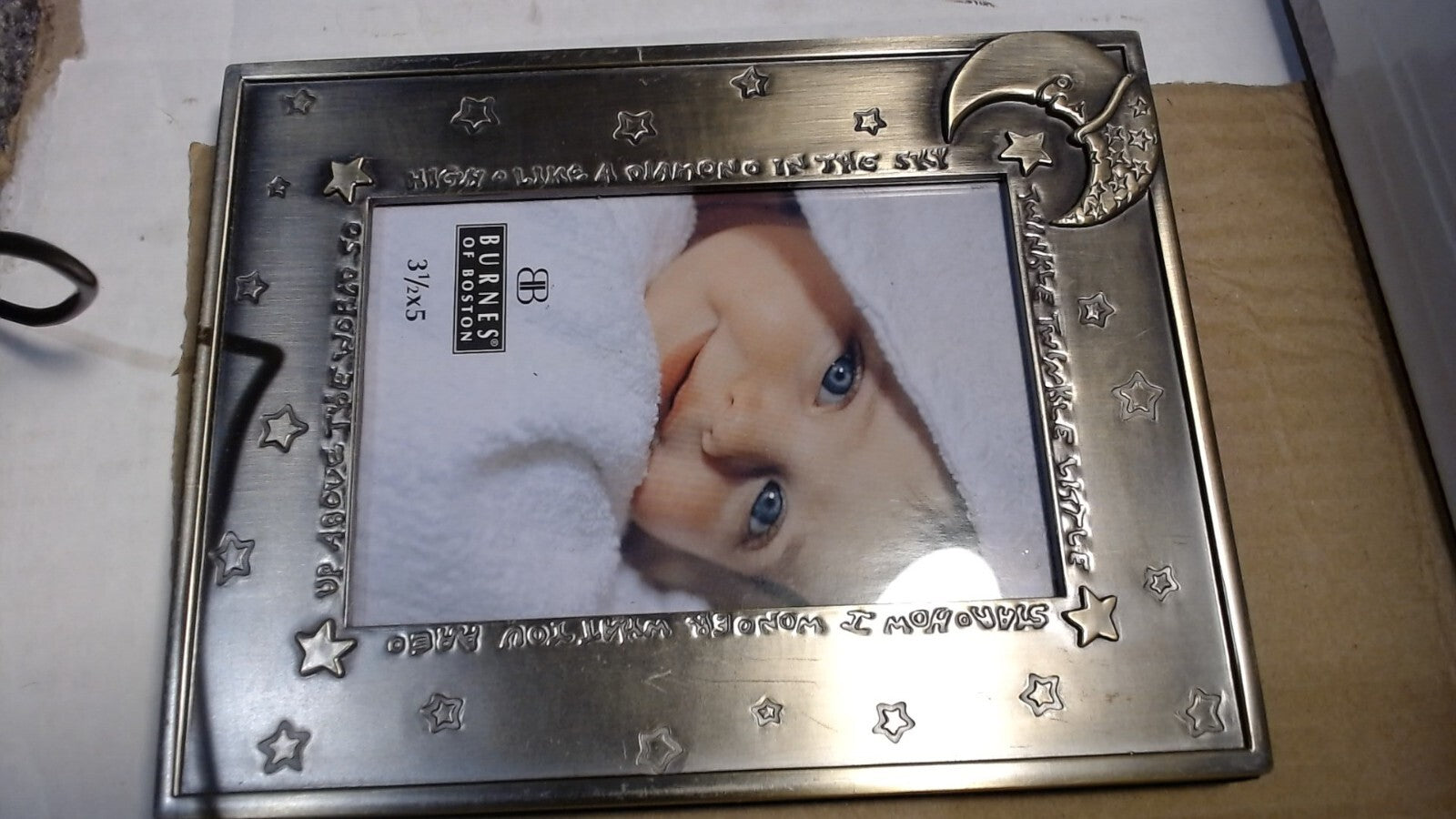 Twinkle Star Moon  Photo Frame 3 1/2" X 5" Embossed Baby Frame Burnes of Boston