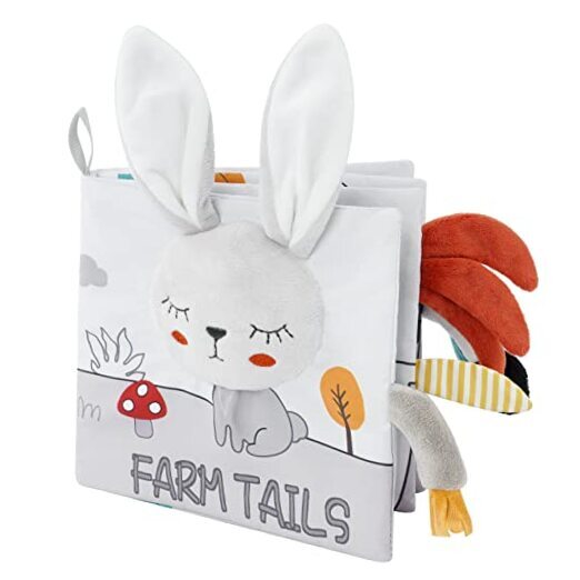 Vicloon Cloth Books, 3D Touch Feel High Contrast Cloth Book, Baby Books Rabbit