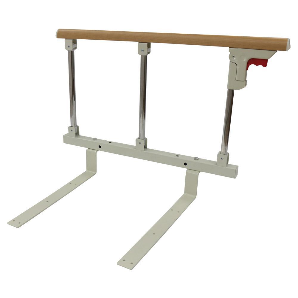 Secure Bed Rails for Elderly Folding Bed Safety Support with Wood Grain Finish