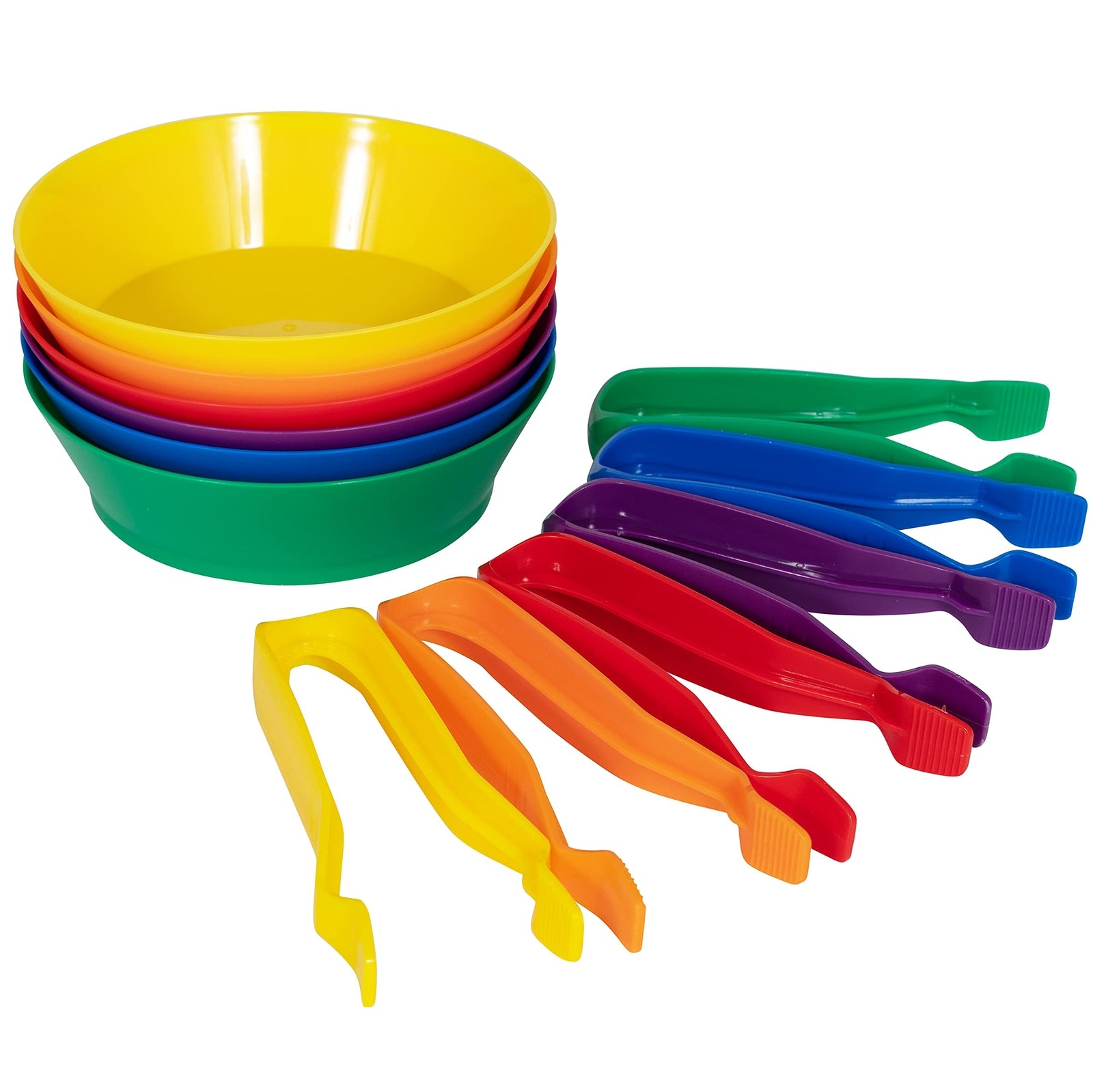 edxeducation Sorting Bowls & Tweezers - Set of 12 - 18m+ - 6 Colors - Countin...