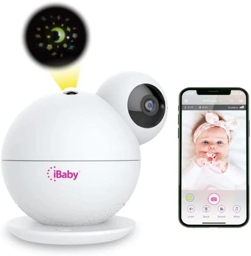 iBaby M8 2K Smart Baby Monitor WiFi 355 Pan Night Vision Moonlight Projector