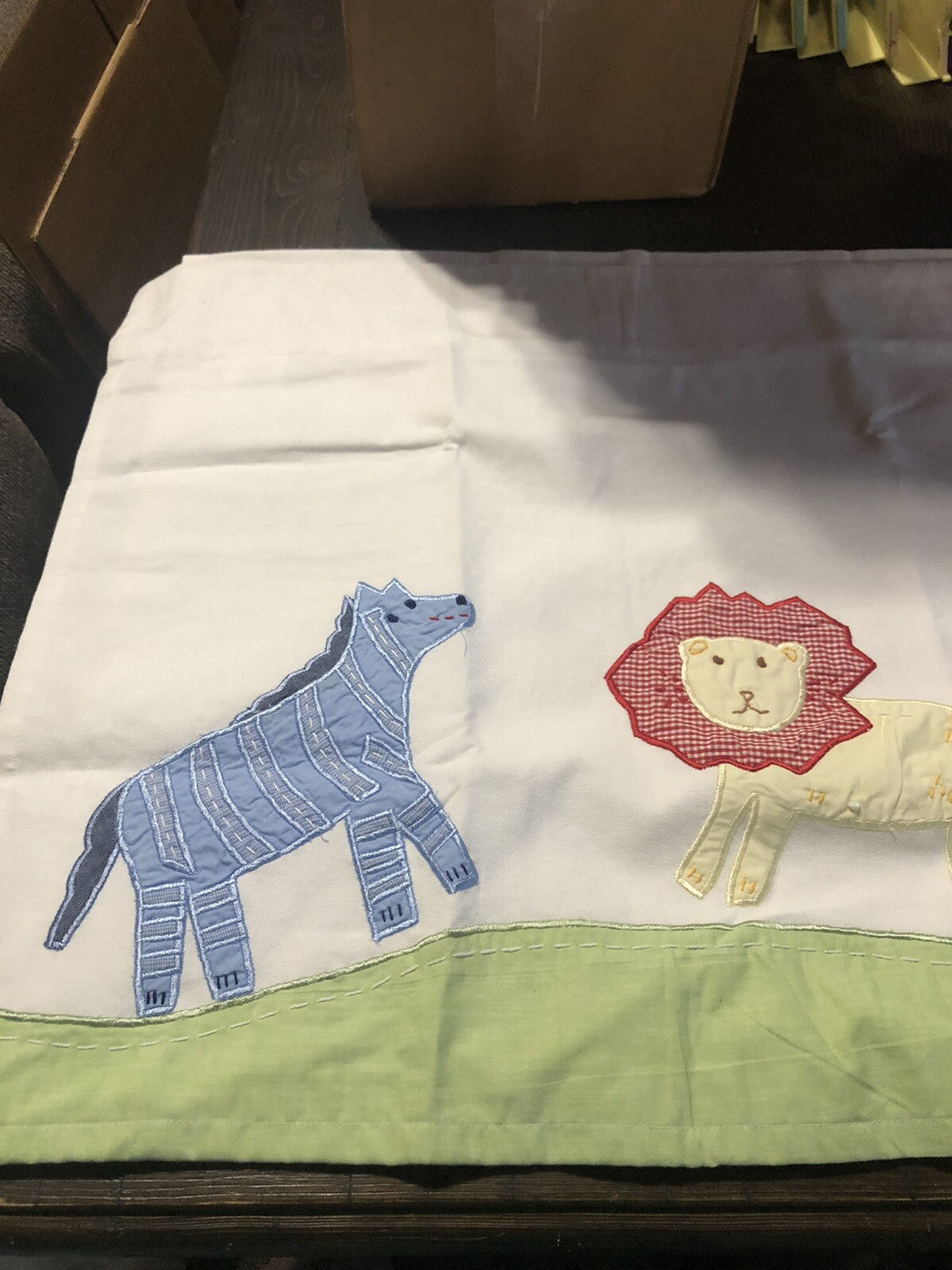 2 Pottery Barn Kids Safari Valance Curtain Zoo Animals Giraffe Elephant 42x18