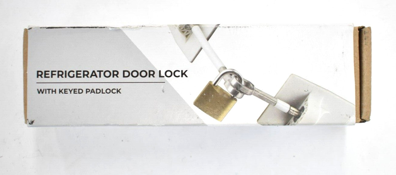 Guardianite Refrigerator Door Lock w Padlock White Finish Keyed Device Security