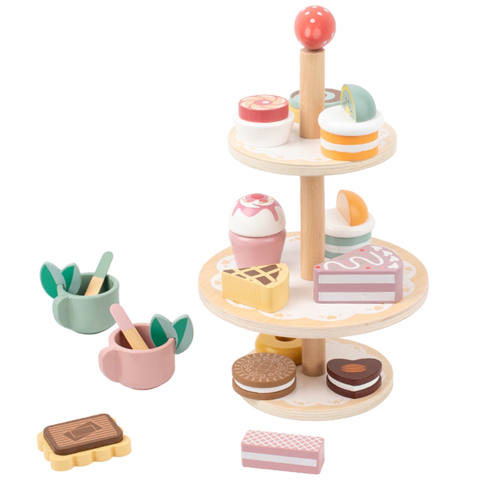 Kitchen Playset Toys Gifts Kids Wooden ToysTea Time Playset Toddler Pretend Play