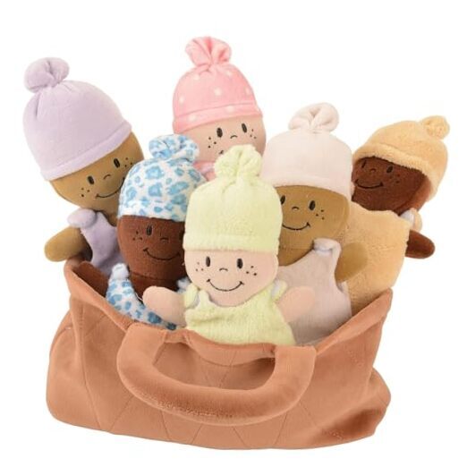 Creative Minds Basket of Babies Soft Baby Dolls, Sensory 6 Pack Multicolor