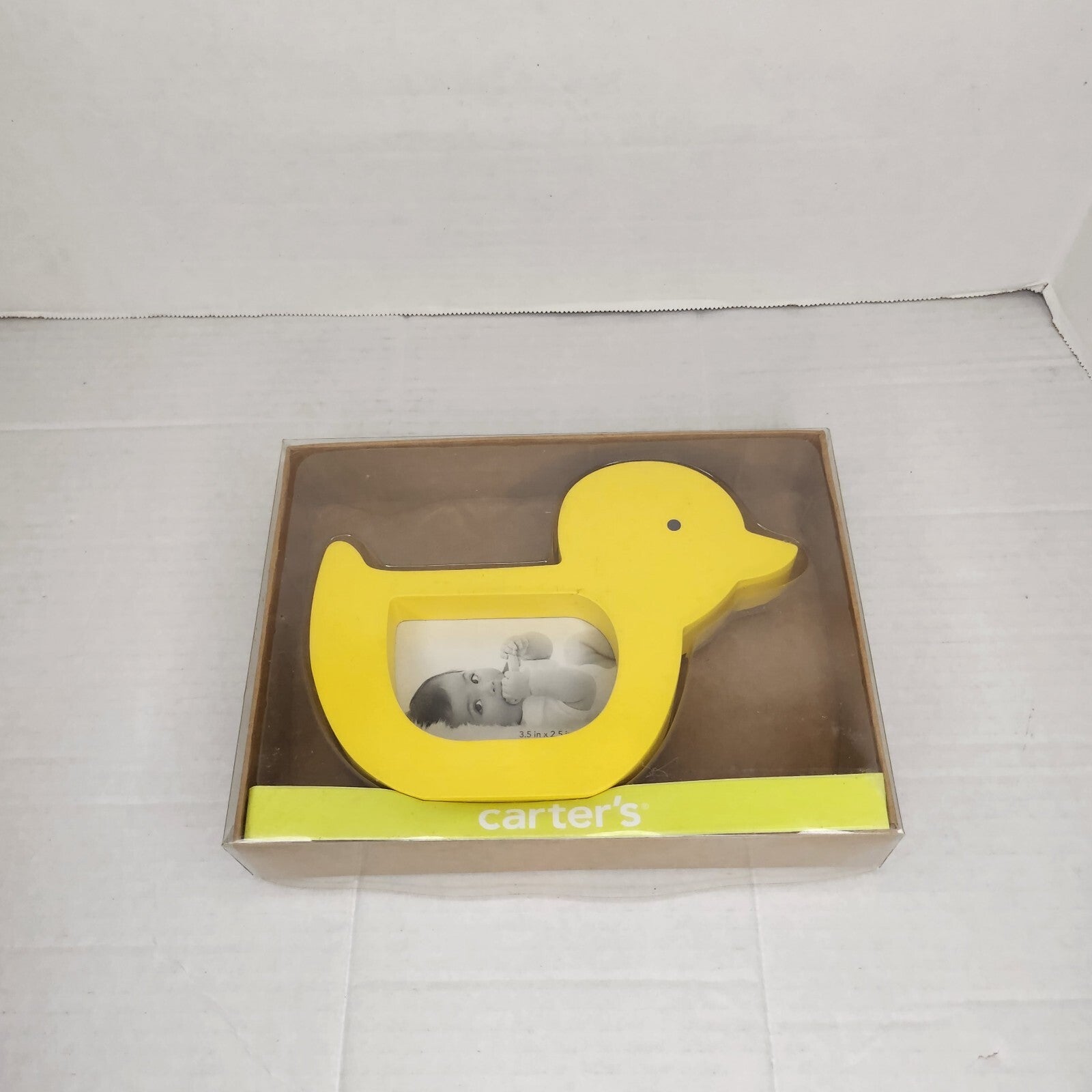 New 2010 Carter's Yellow Duck Baby Kid Wood Photo Frame Nusery Decor 3.5" x 2.5"