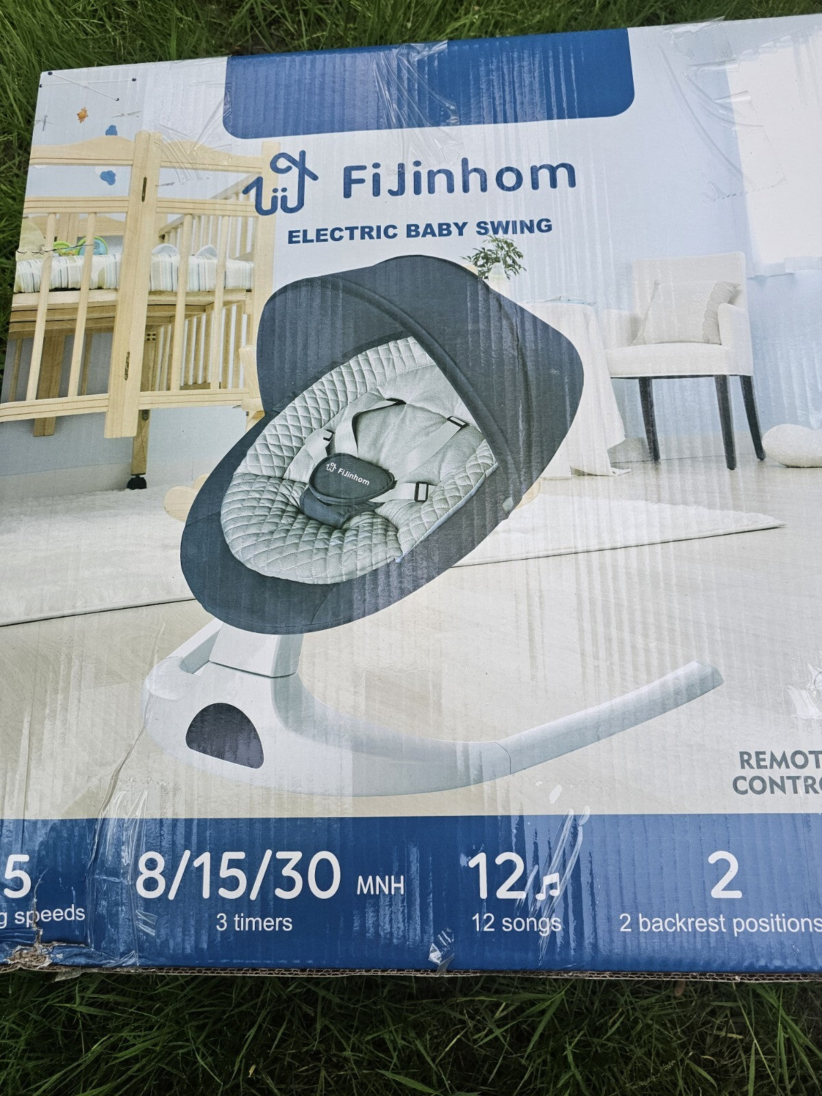 Fijinhom Baby Electric Swing for Infant 0-12 Months 5 Speed 12 Songs 