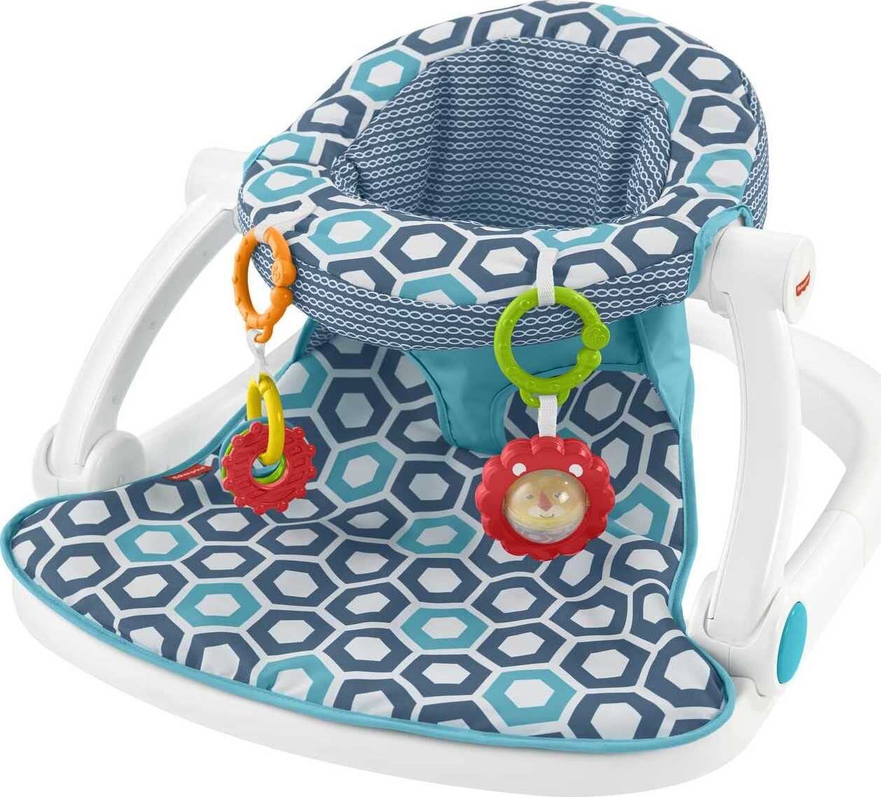 Portable Baby Chair, Sit-Me-Up Floor Seat with 2 Removable Toys, Honeycomb