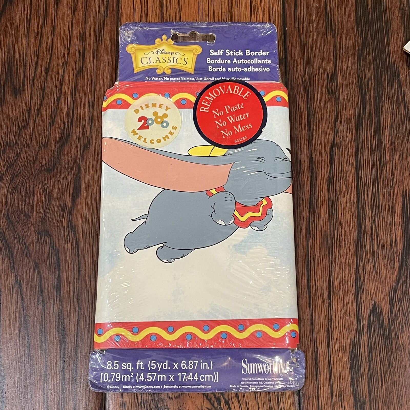 Vintage Disney DUMBO The Flying Elephant Wall Paper Self Stick Room Border 5 yds