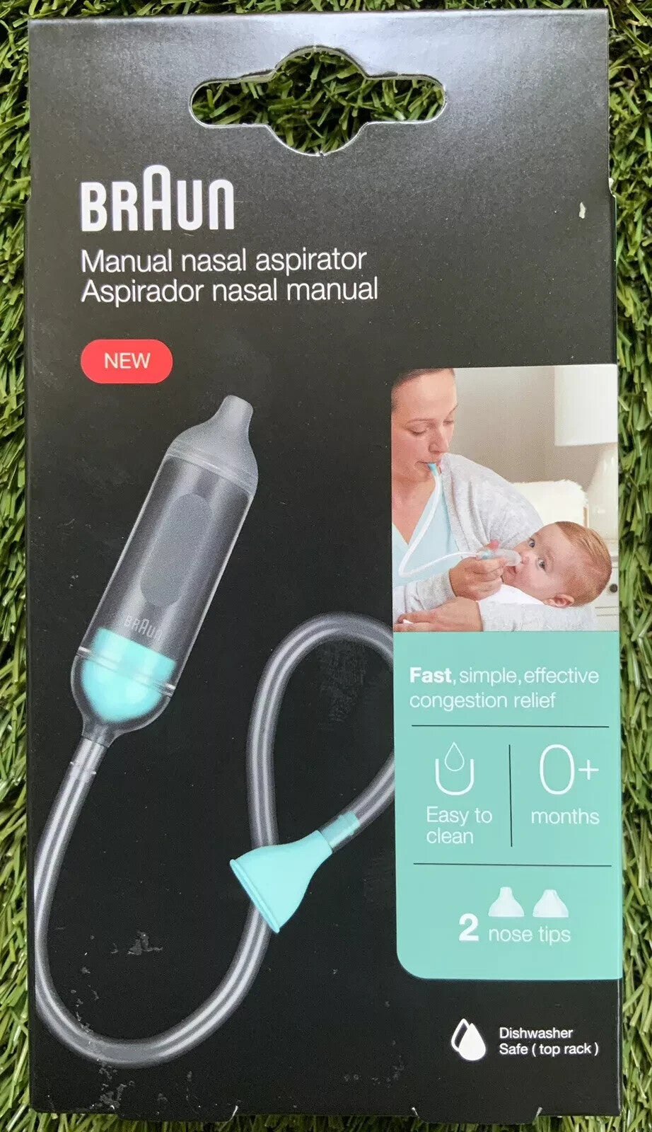 NEW BRAUN MANUAL NASAL ASPIRATOR Adult & Infant Ages 0+ Dishwasher safe NEW
