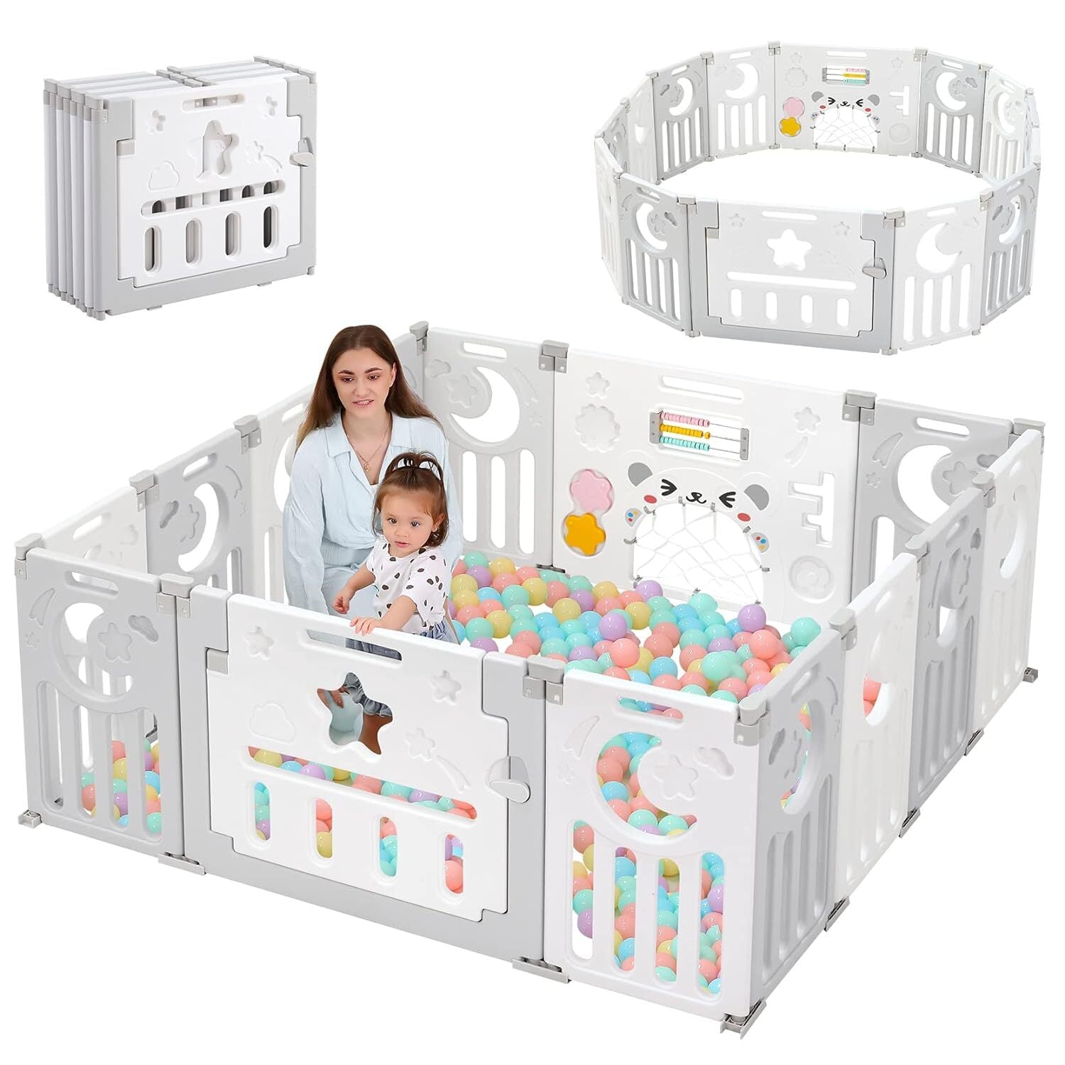 Baby Playpen 10-18 Panels Infants Toddler Safety Kids Play Pens w/ Locking Door