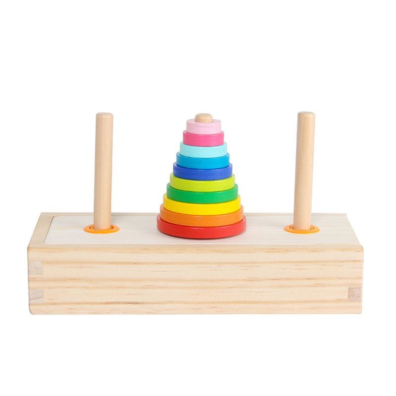 Interactive Kids Wooden Hanoi Tower for Play Table Games Best Gift