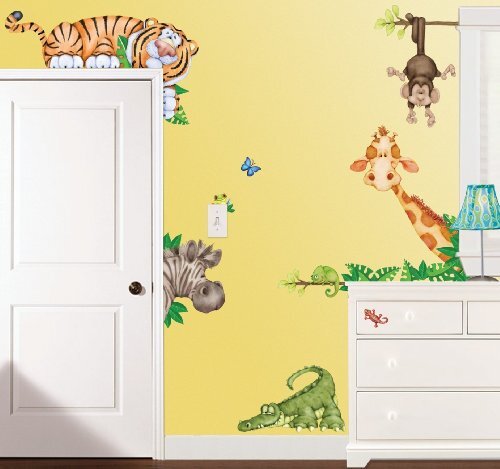 Jungle-Themed Animal Wall Decals for Children's Bedroom Peekaboo Made In USA