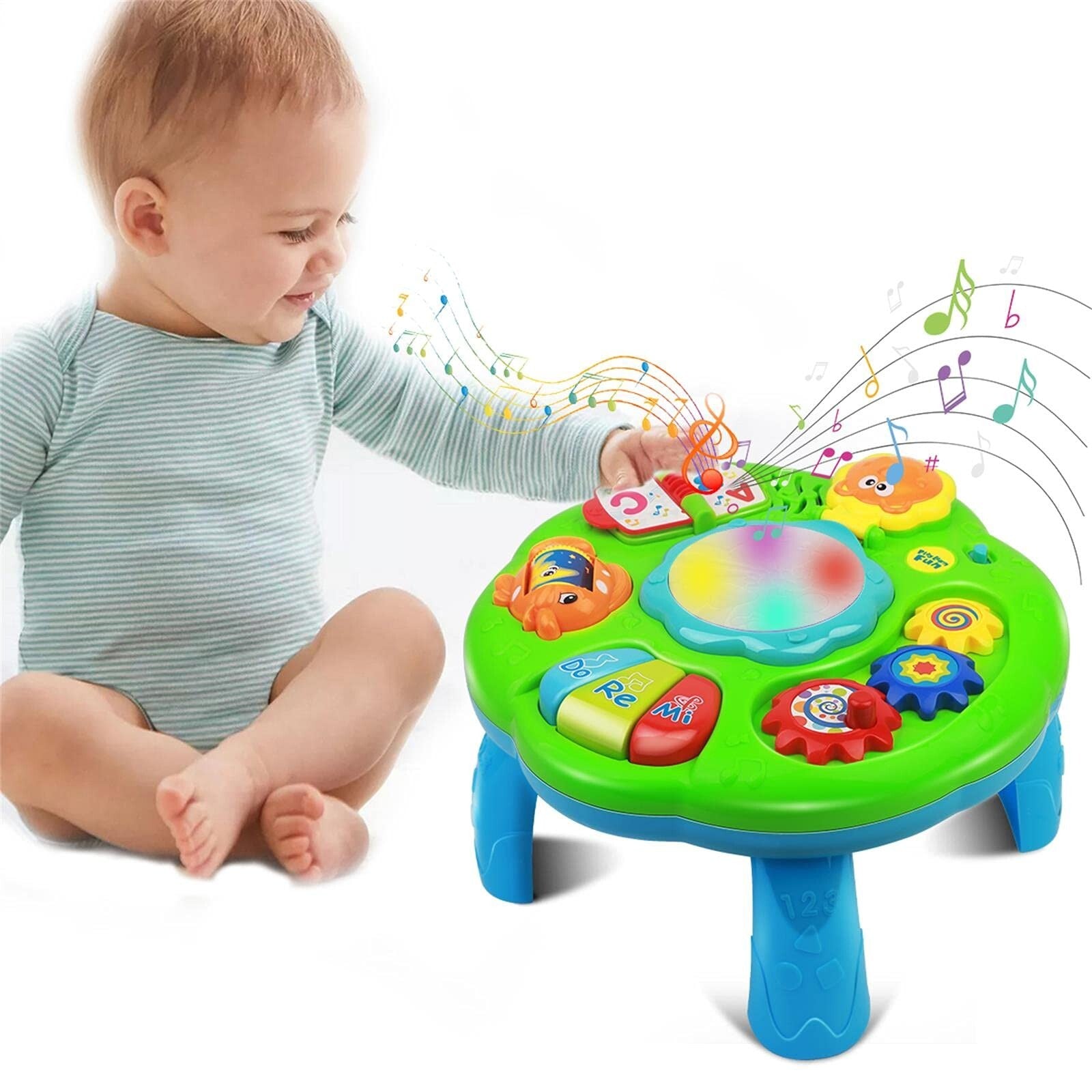 Baby Toys 6-12 Months, Baby Activity Table Center, Musical Toys for Infant To...