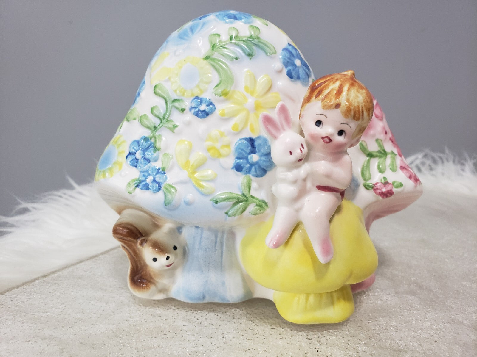 MUSHROOM FAIRY NURSERY DECOR Vintage Napcoware Japan Planter Baby Bedroom 9592