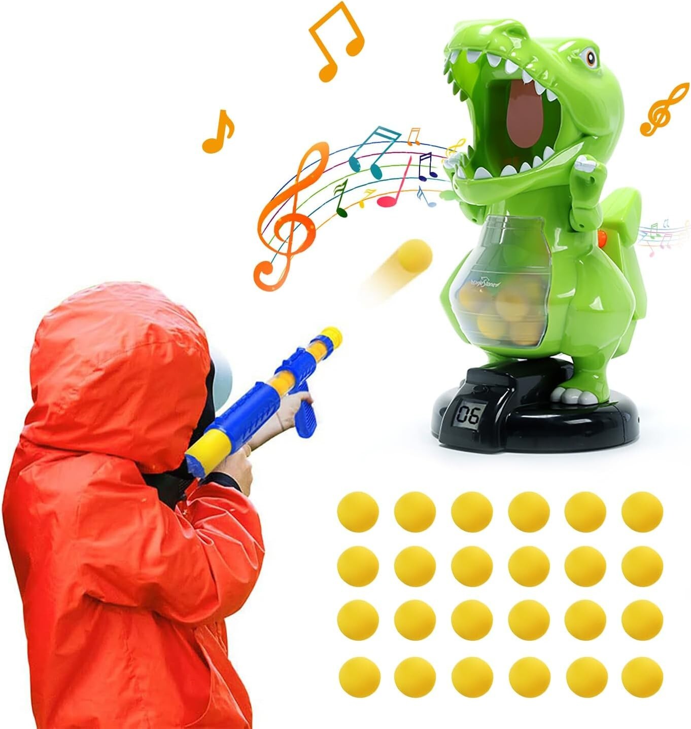 Dinosaur Shooting Toys for Boys Electronic Kids Target Games w/ Air Pump Gun