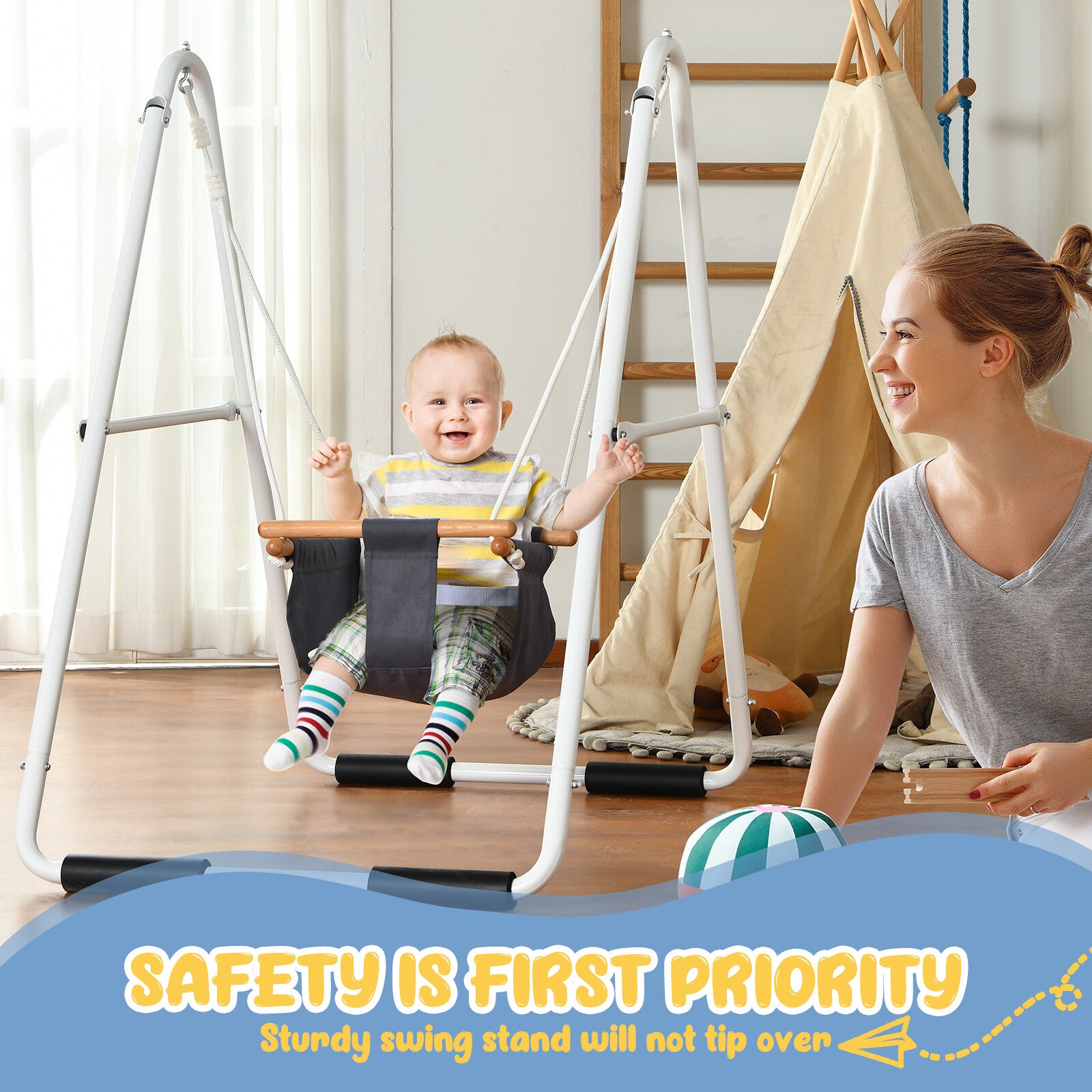 Toddler Swing Baby Swing with Stand Swing Set for Infant Outdoor Indoor Swingset