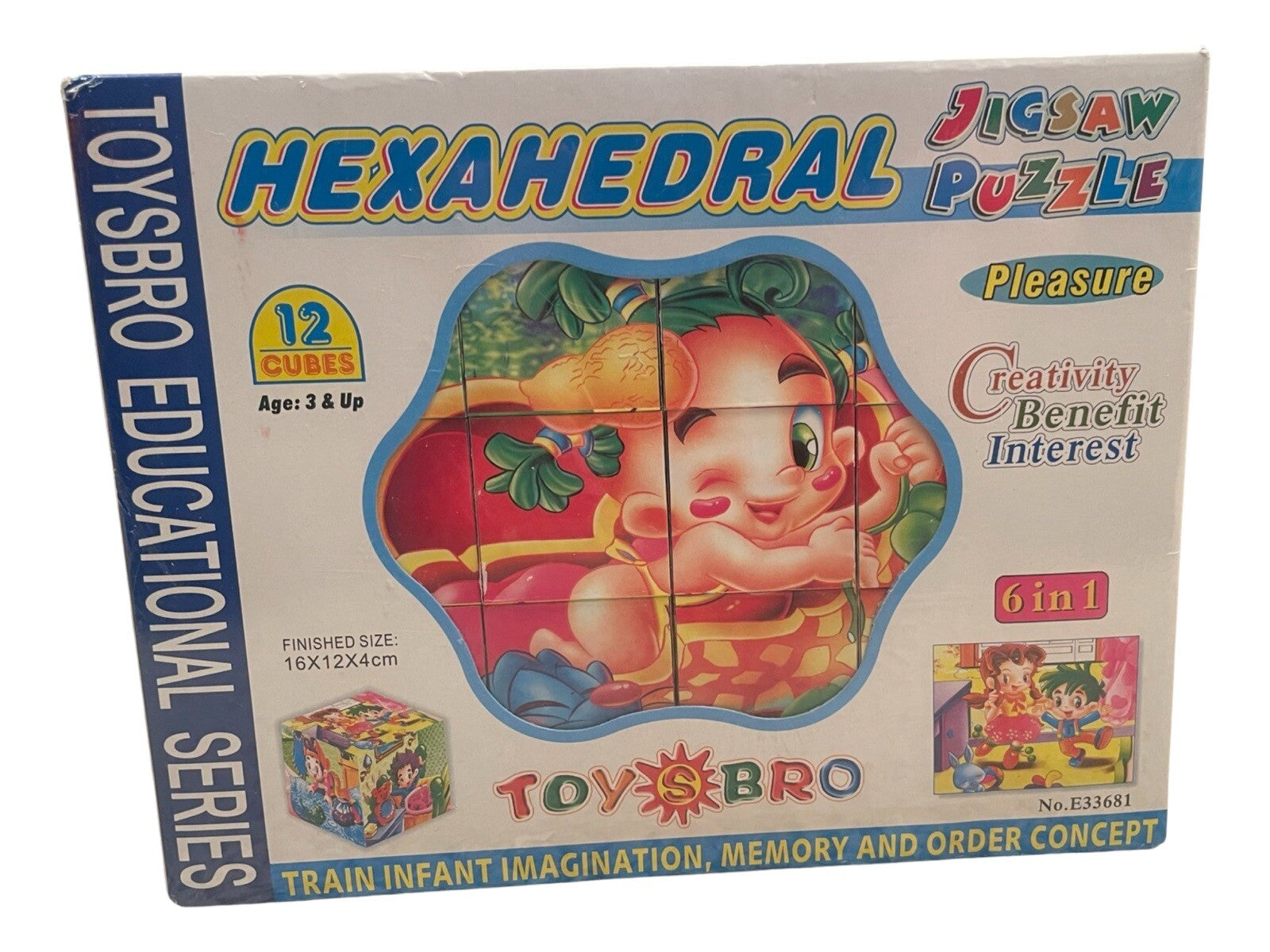 TOYSBRO HEXAHEDRAL EDUCATIONAL SERIES  JIGSAW PUZZLE - 6 IN 1 "( 16x12x4 cm) New