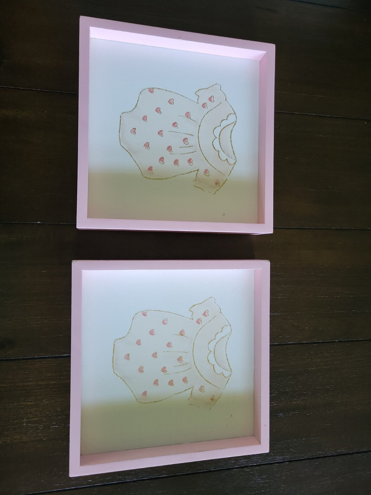 Infant Girl NURSERY Decoration Set Of 2 Pink Baby Wall Hangings Pictures