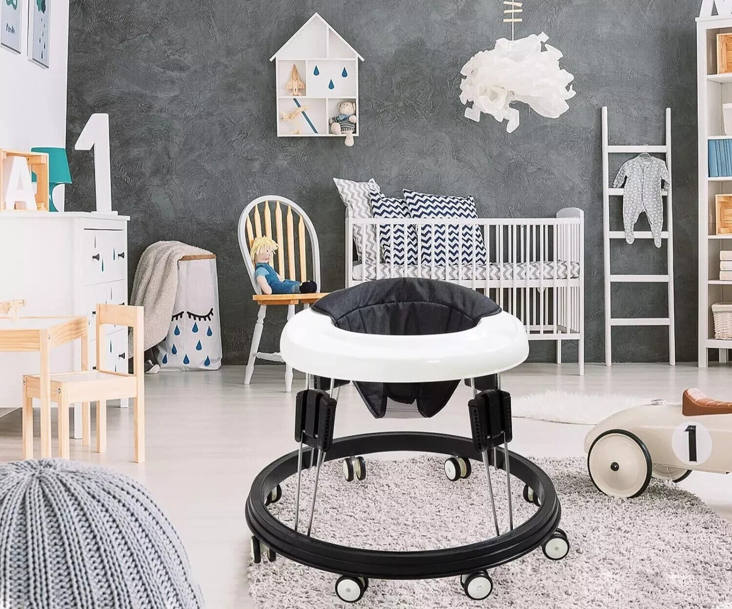 Foldable Multi-Function Anti-Rollover baby Walker with Wheel Infant Toddler Walk