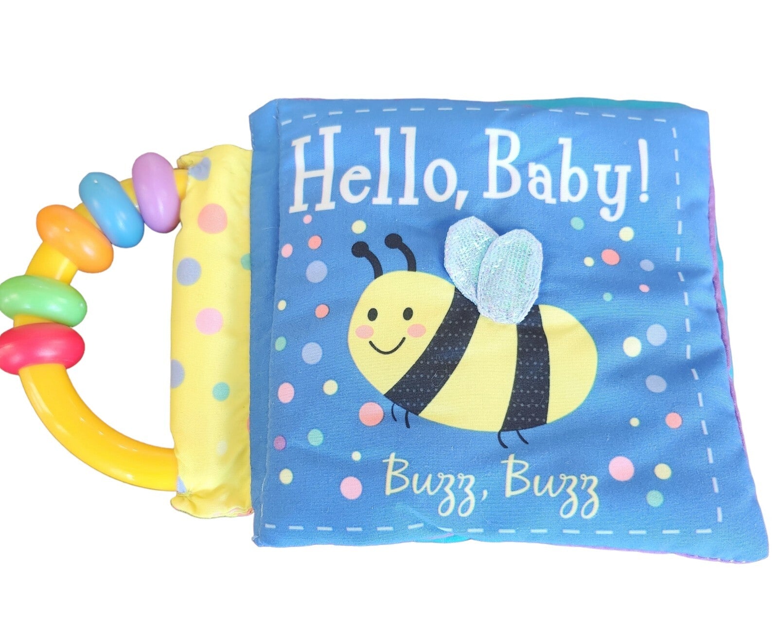 Kane Miller "Hello, Baby!" Soft Baby Rag Book w/ Rattle Handle.