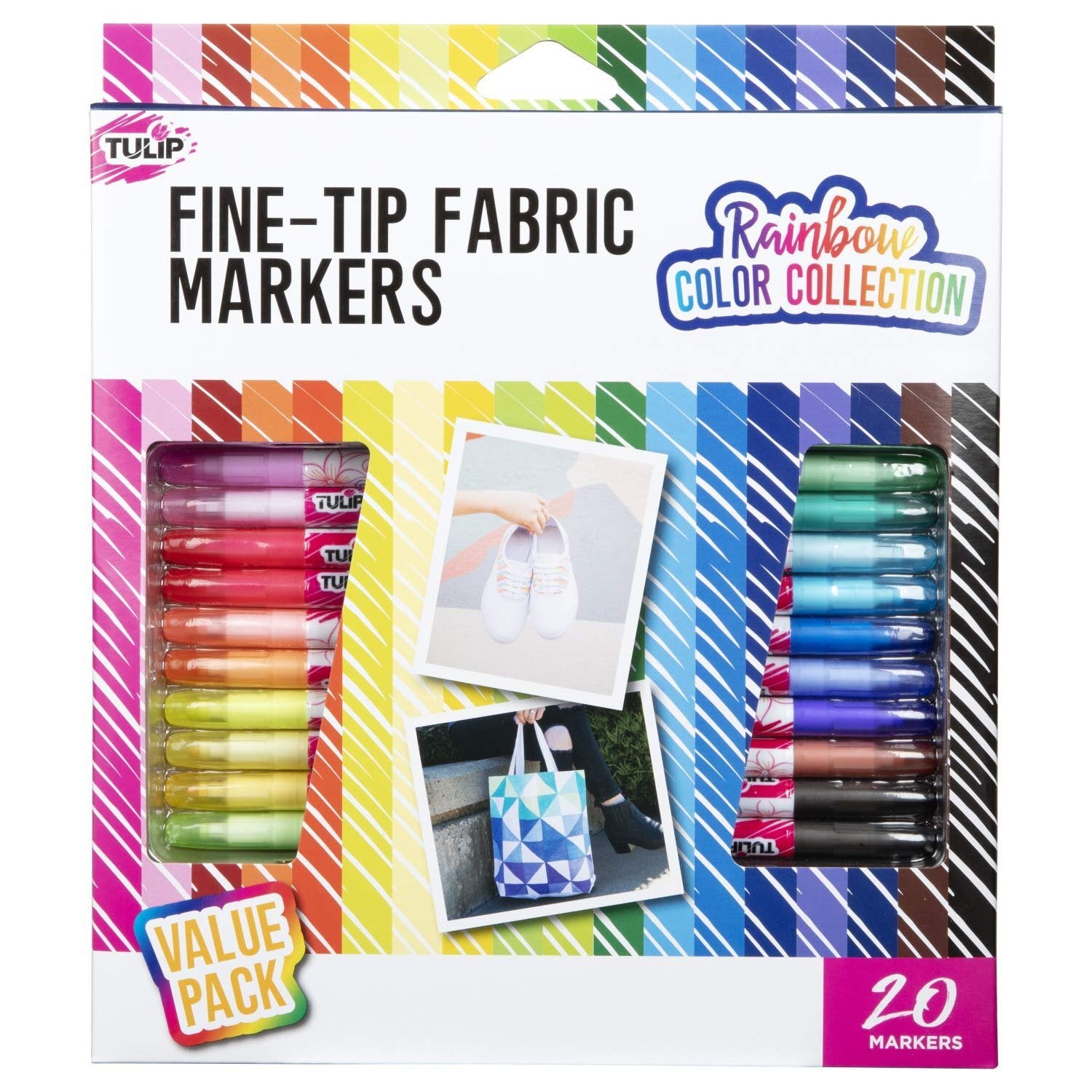 Tulip Fashion Markers 45097 Mrkt Multi Fine Tip 20Pk Rainbow Color...