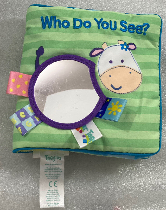 Taggies WHO DO YOU SEE? soft cloth baby book plush 