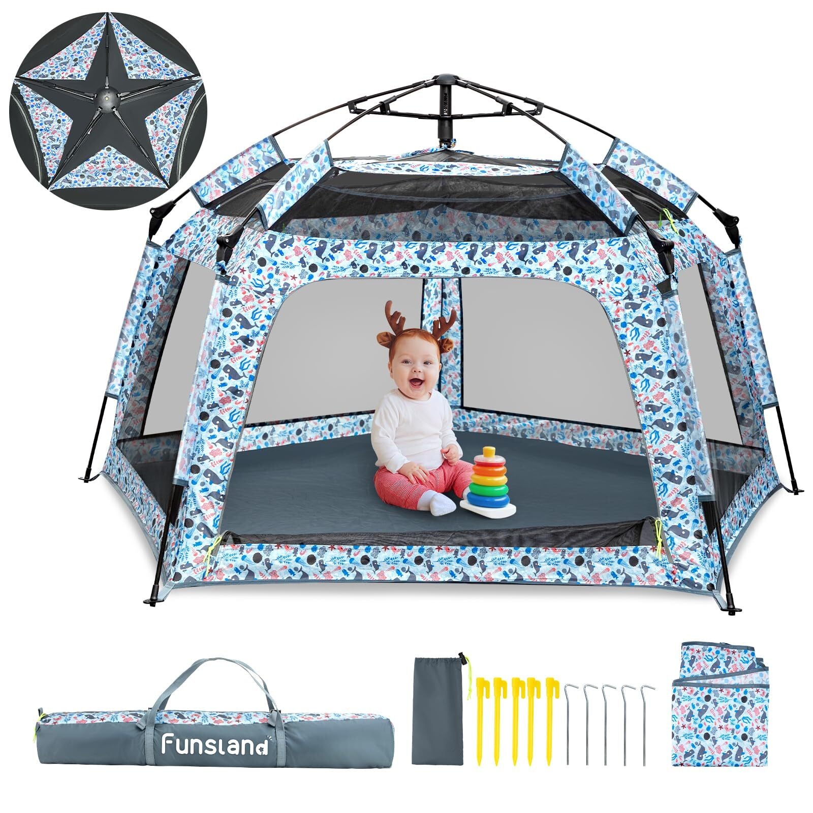 Play Tent for - Automatic Foldable Tent Easy Setup Large Play Tent for Childr...