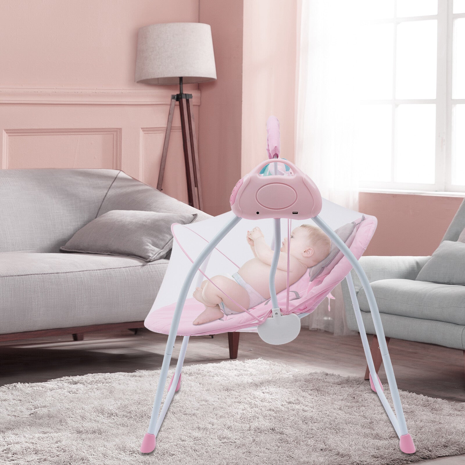 Electric Baby Swing Infant Cradle Toddler With Bluetooth Music Rocker Chair