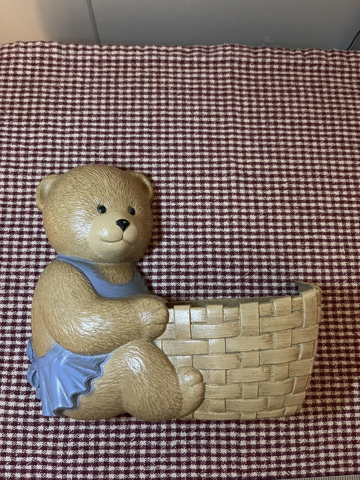 Vintage Burwood Teddy Bear Wall Basket Planter Storage Kids Room Nursery Retro