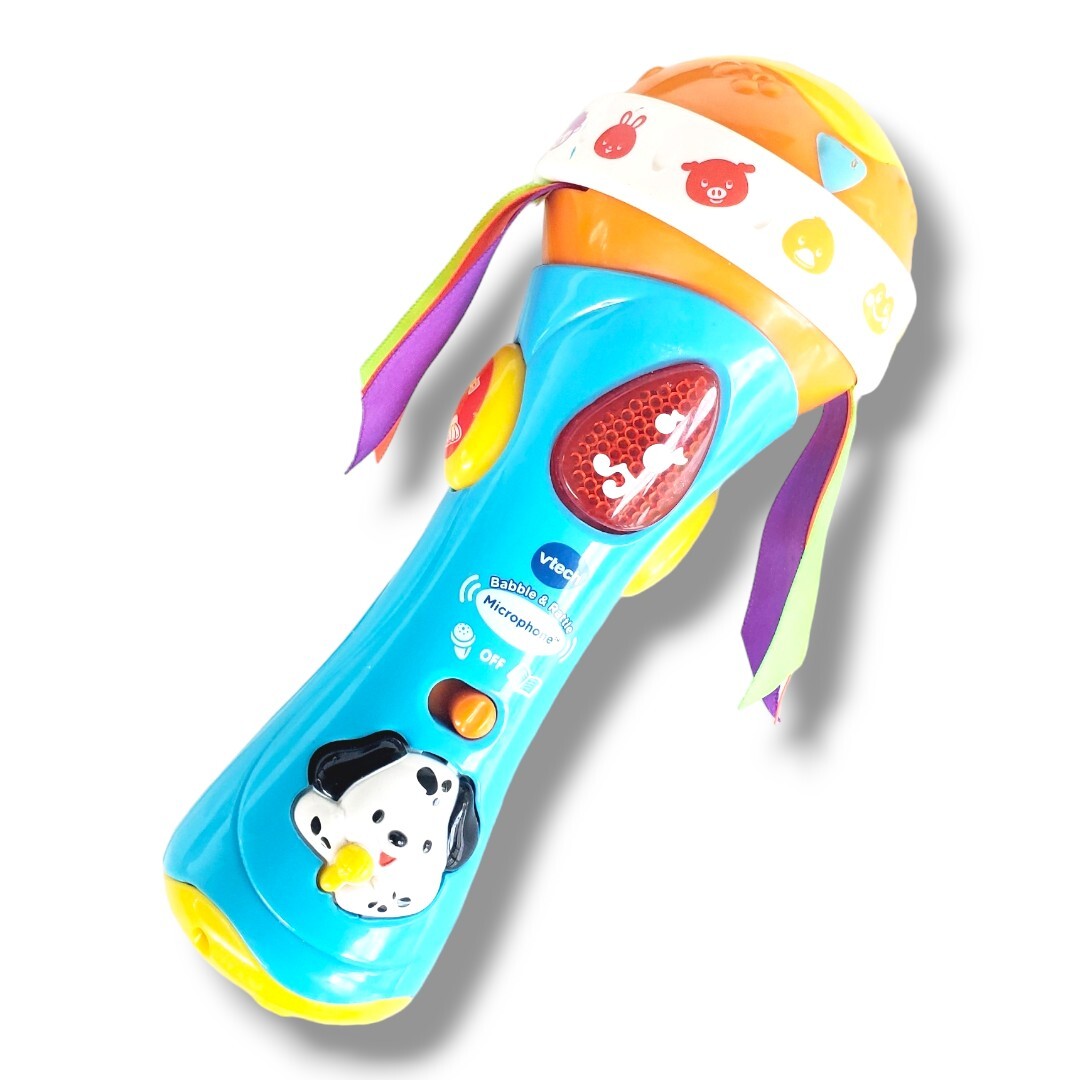 HTF VTech Baby Babble and Rattle Microphone Song Blue VGUC Toy