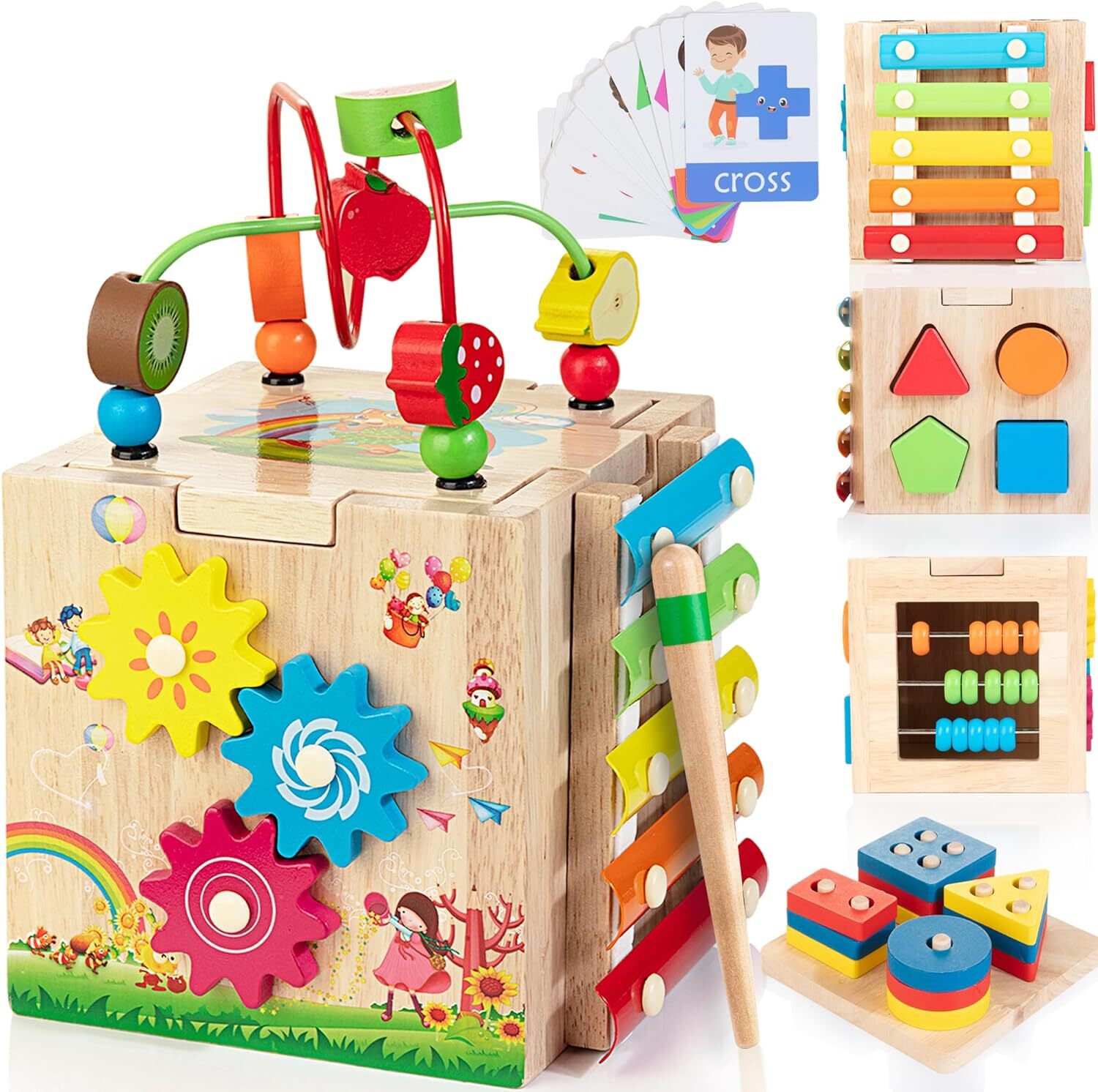 Wooden Activity Cube | 8-in-1 Montessori Toys for 18M+ Toddlers, brand new
