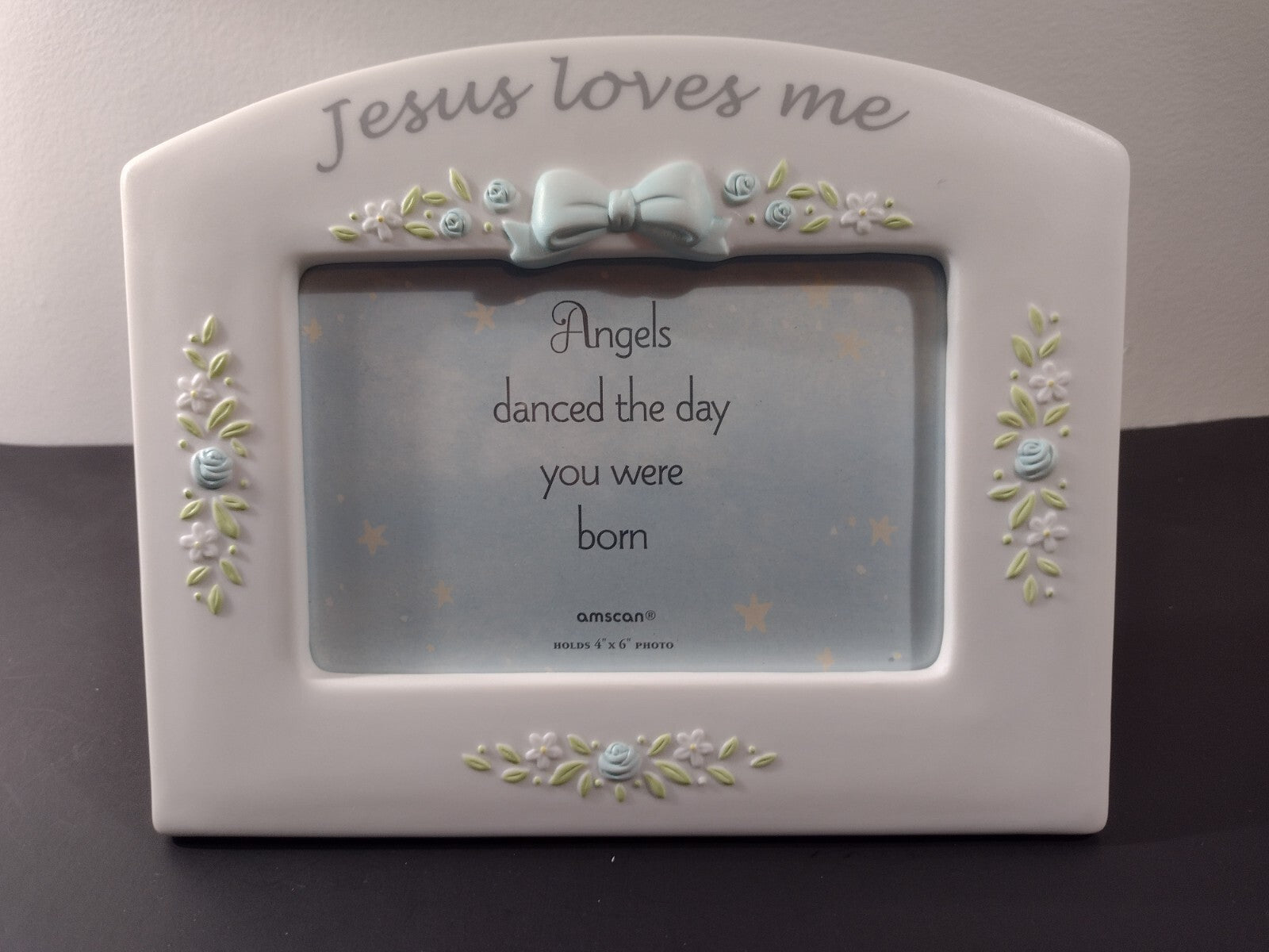 "Jesus Loves Me" Porcelain Baby Photo Frame 4x6