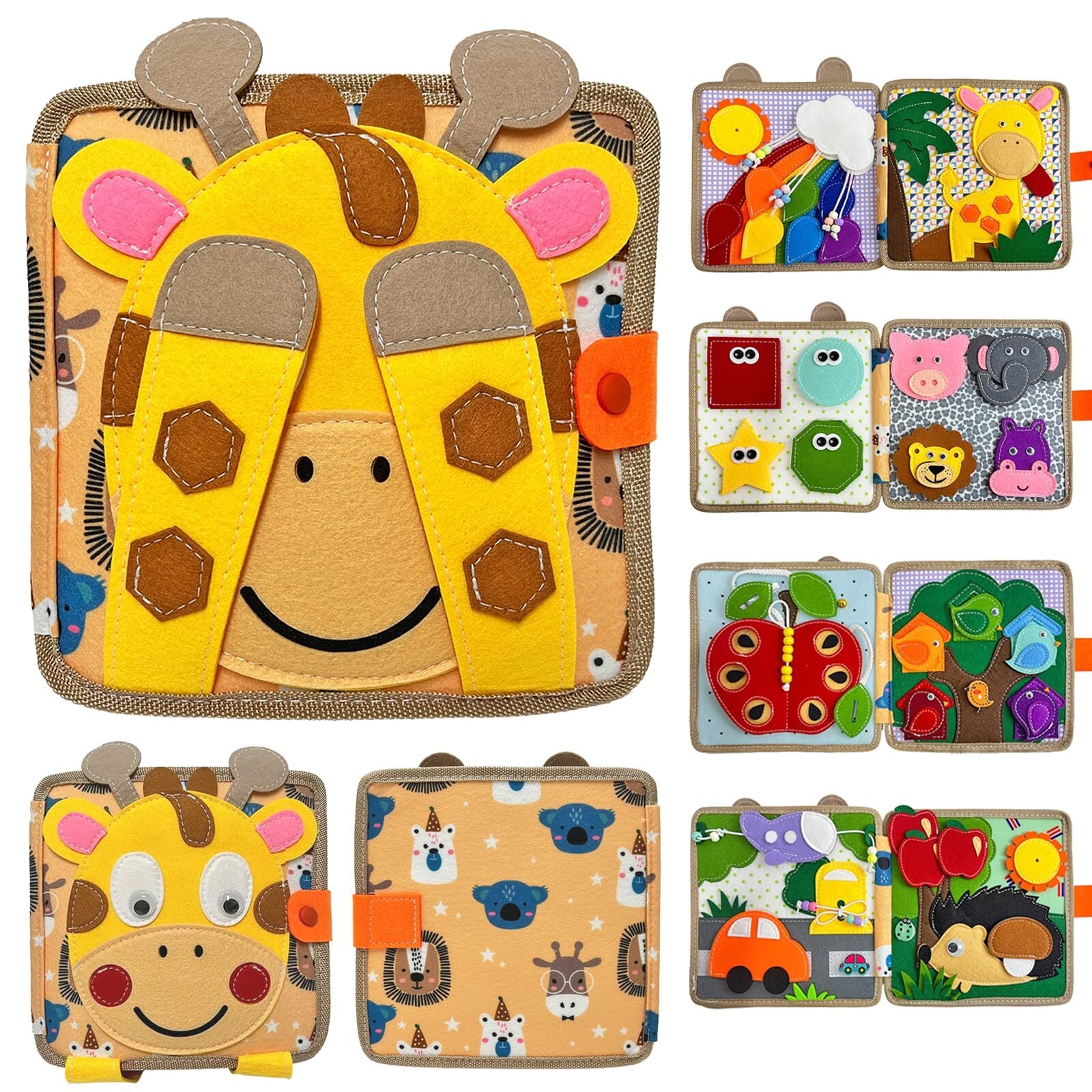 Montessori Busy Book for Toddlers 1-3, Toddler Busy Board Felt Quiet Book for...