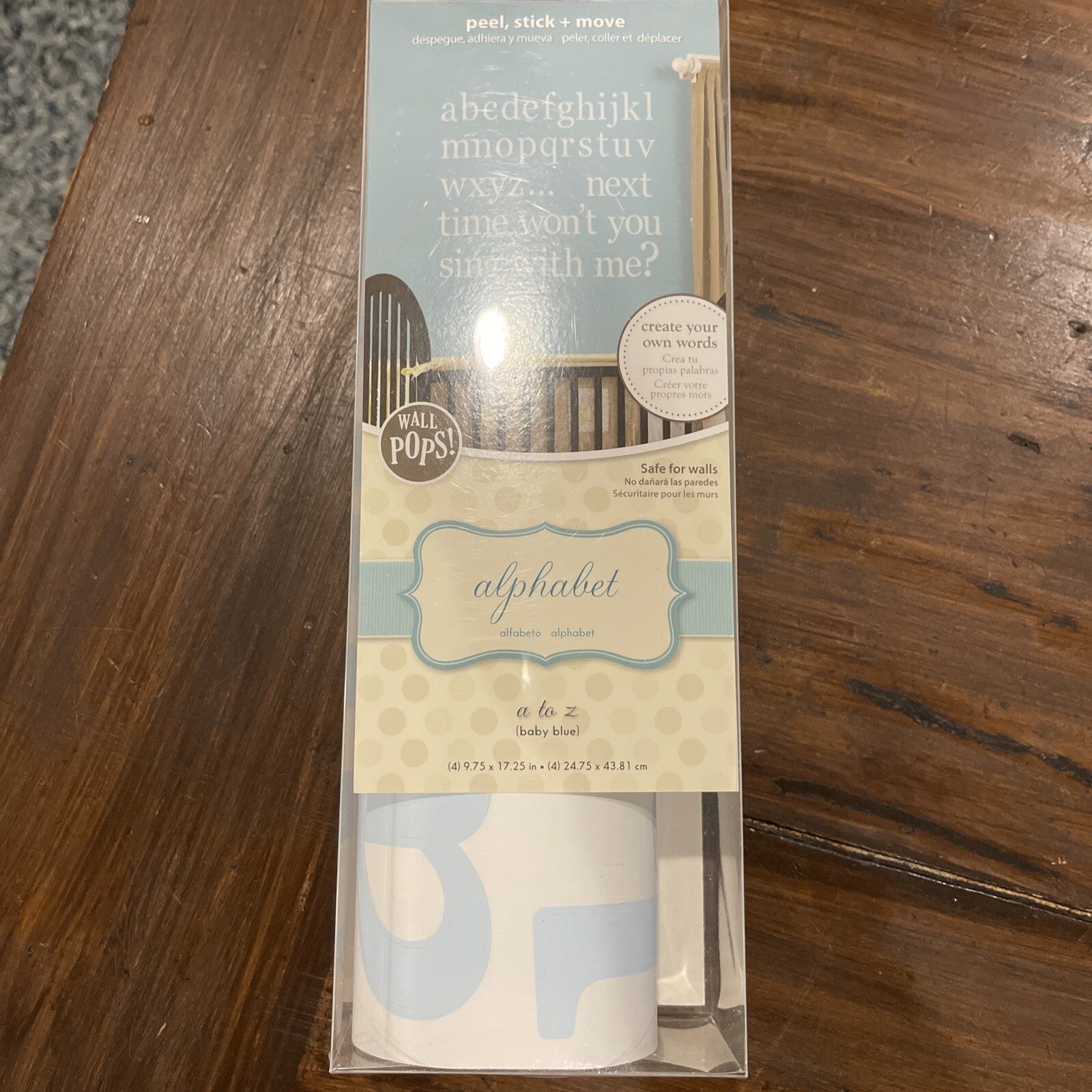 Wall Pops Brewster Baby Blue Alphabet Letters Wall Decals A-Z 4 Sheets NIB Boy