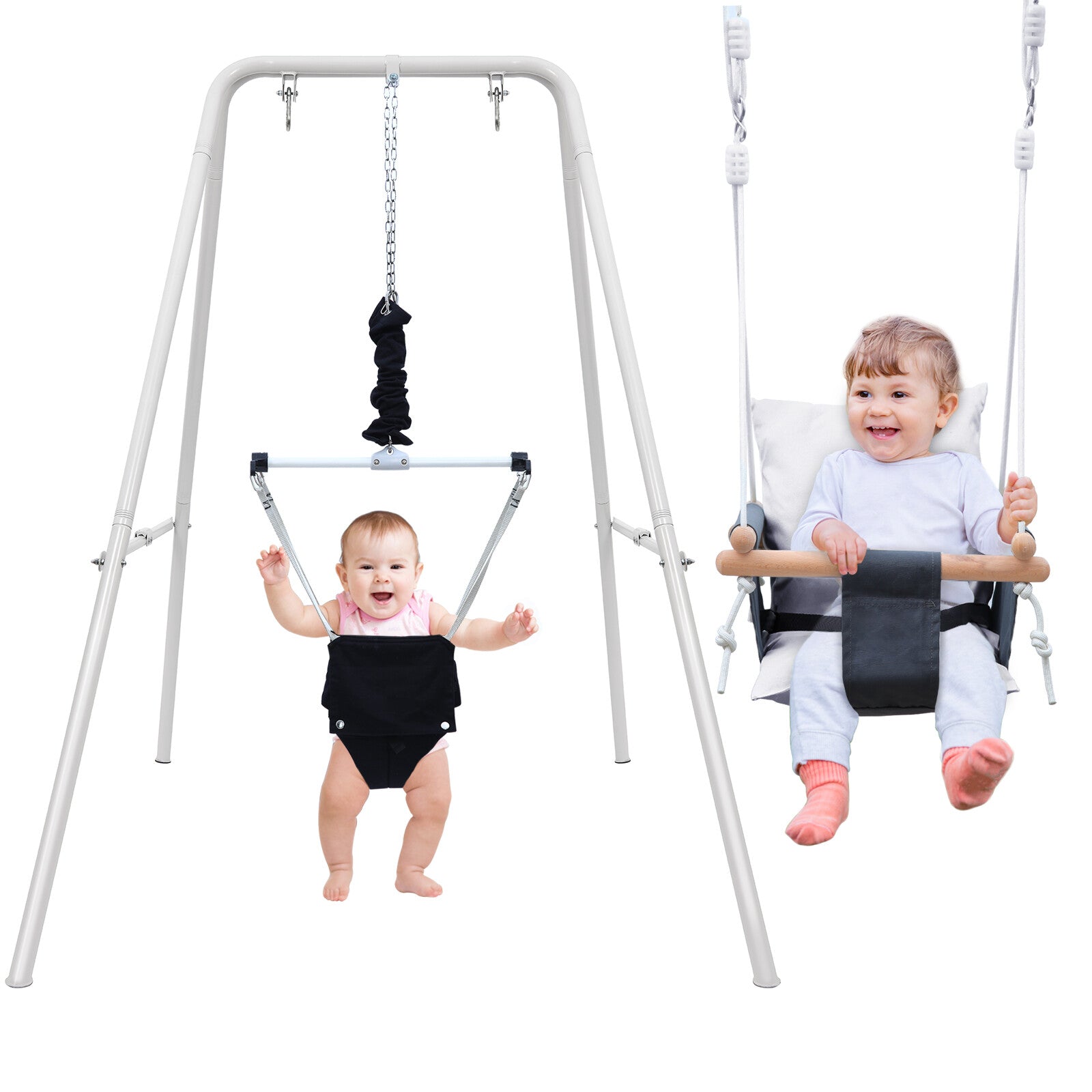 2 in1 Baby Jumper and Toddler Swing with Stand Swing Set and Bouncers for Infant