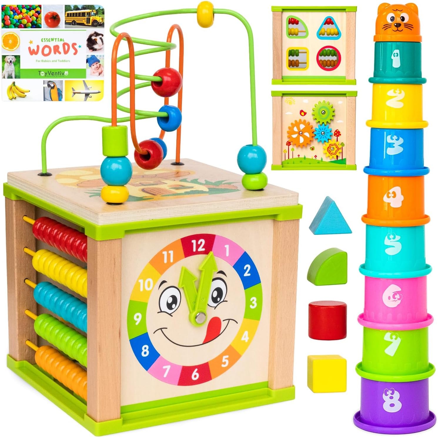 Wooden Activity Cube, Montessori Toys, Multipurpose, Educational & Sensory Toy