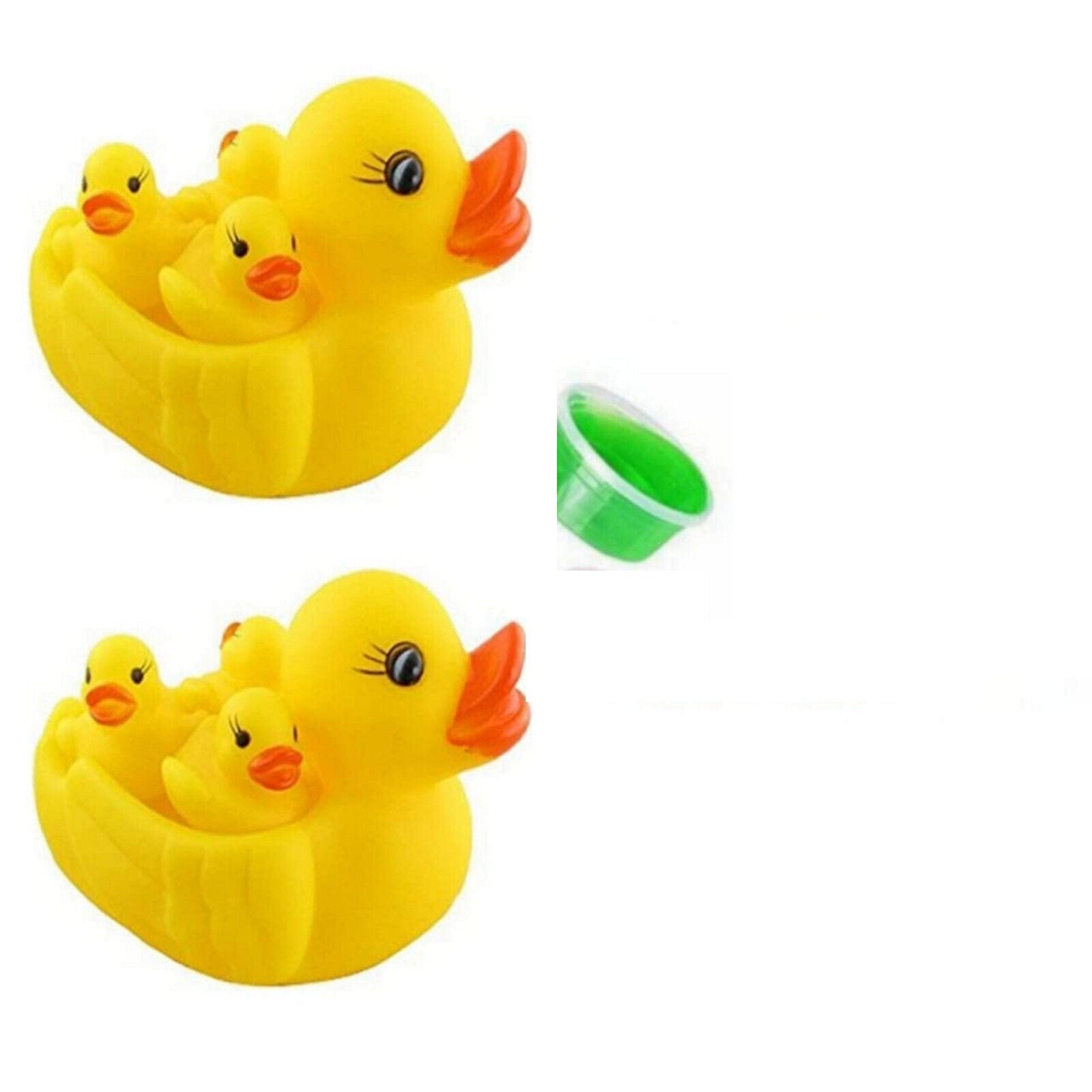 Bathing Rubber Squeaky Set Of 2 Duck & 1 Pcs Slime Assorted Colour For Infant