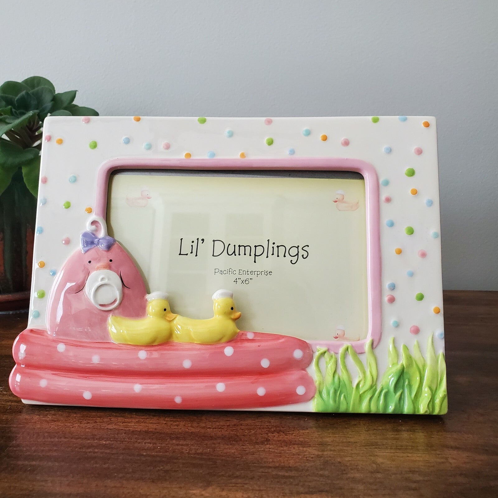 Pacific Enterprises 4x6 Ceramic Photo Frame Baby Nursery Julie Dobson Miner Pink