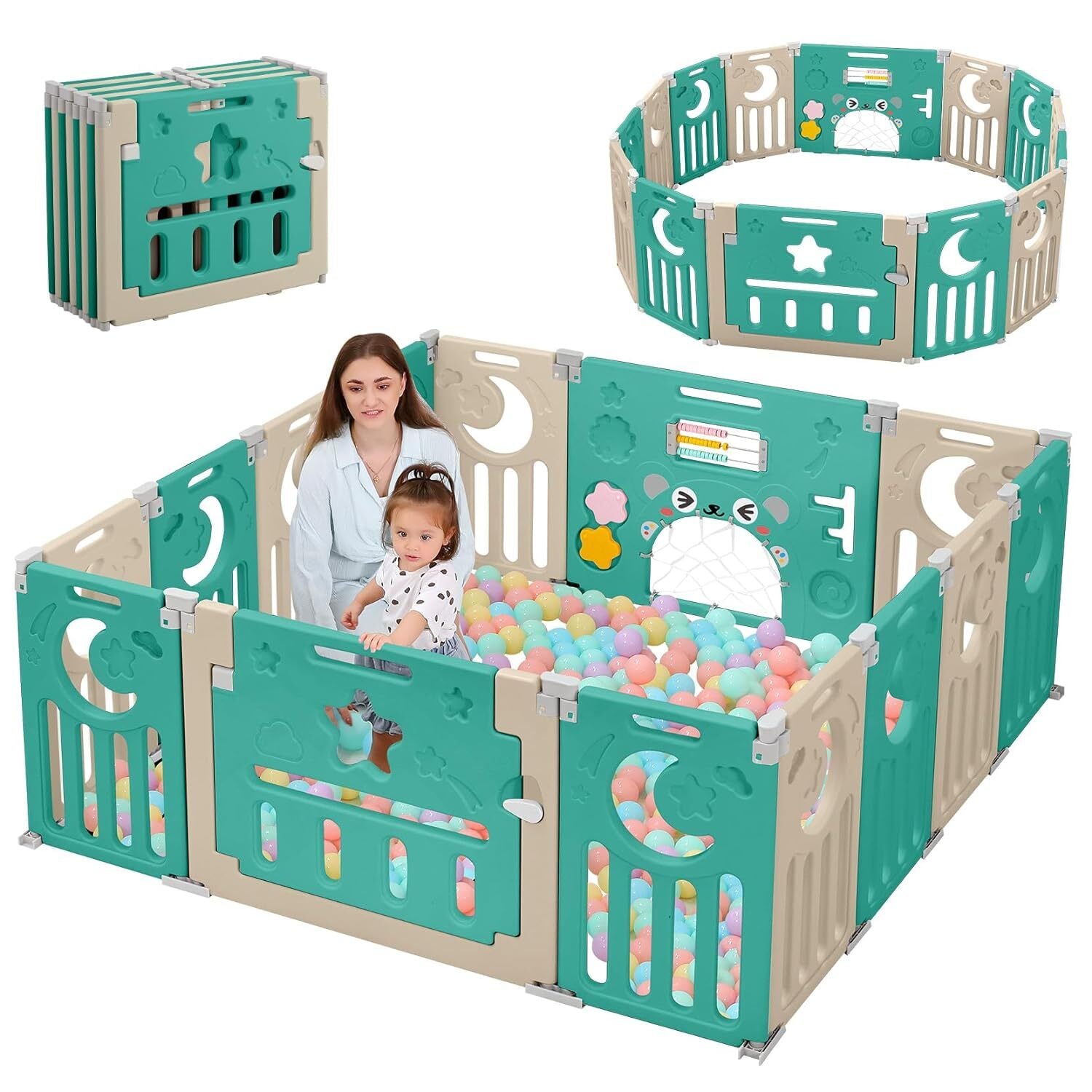 Baby Fence Foldable Playpen 18 Panel Extra Large Playpen for Baby Toddler Infant