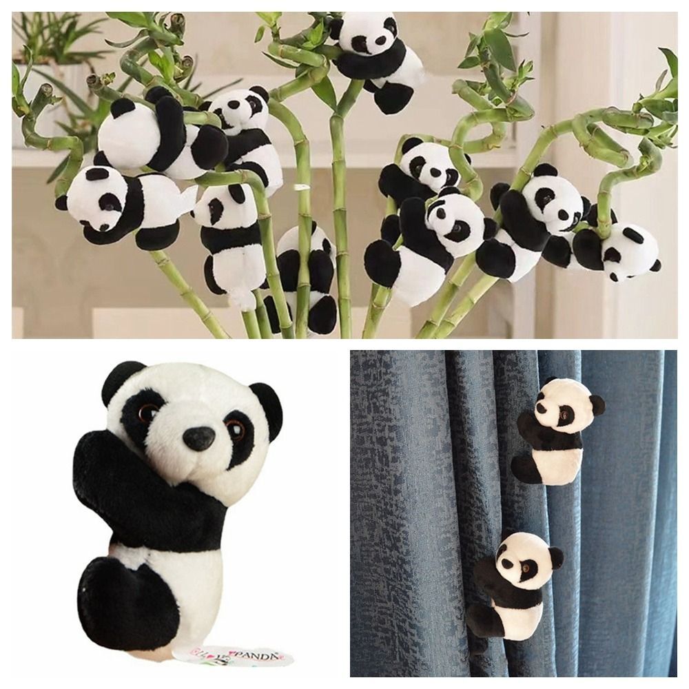 White Stuffed Doll Mini Hugging Panda Clip Plush Animal Toys Curtain Clamp
