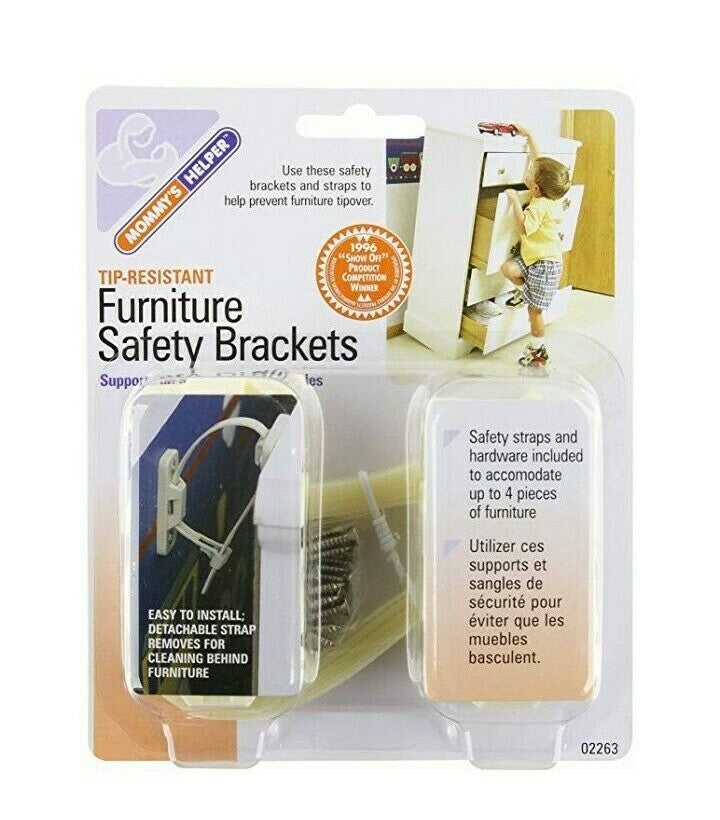 Mommy's Helper Tip Resistant Furniture Safety Brackets for 4 pieces of Furniture